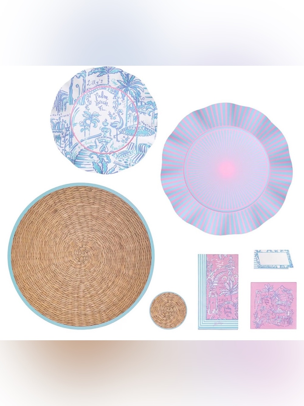 Lilly Pulitzer Paper Hostess Set For 8 Conch Shell Pink Penny’s Playground NWT